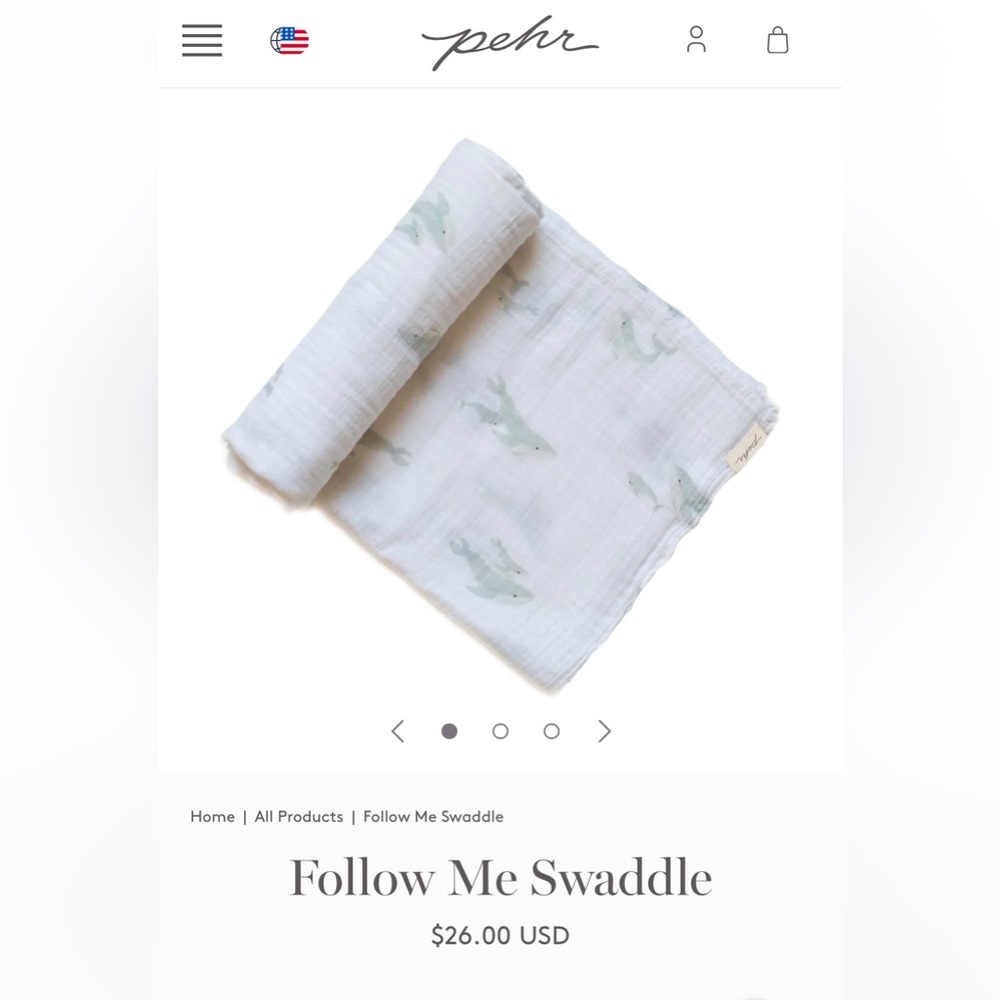 NWT Brand New Pehr Organic Baby Follow Me Swaddle